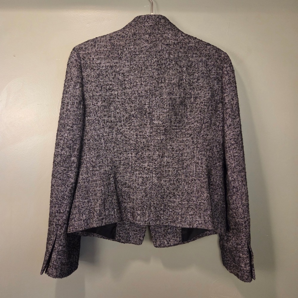 Ann Taylor Wool Blend Tweed Blazer Jacket Size 10 Black White Office Classic - Picture 2 of 10